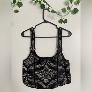 Anthropologie Tapestry Damask Knit Cropped Tank Top Sweater Vest Boho Sz Large